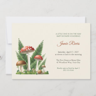 Woodland Mushroom and Fern Baby Shower Invitation