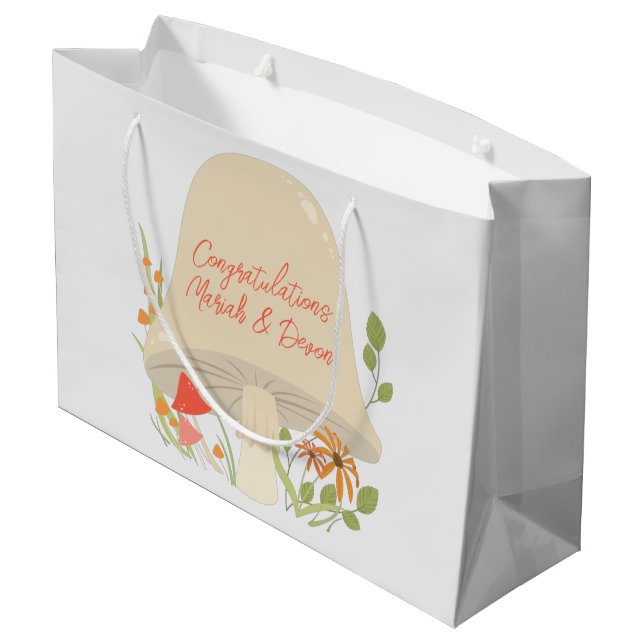 Woodland Mushroom Baby Shower Large Gift Bag (Back Angled)