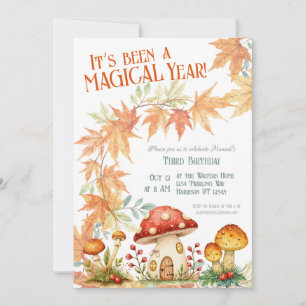 Woodland Mushroom Fall Birthday Invitation