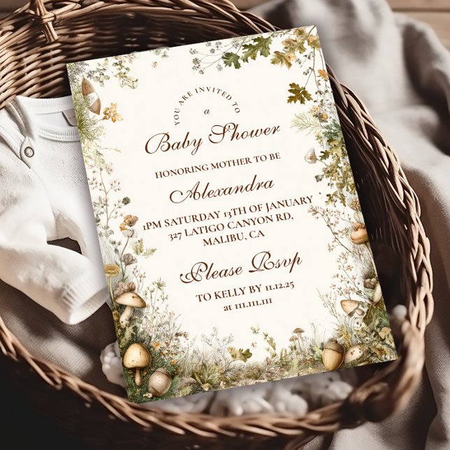 Woodland Mushroom Forest Baby Shower Invitation (Creator Uploaded)