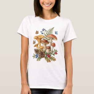 Woodland Mushroom Garden Cottagecore Nature Botani T-Shirt
