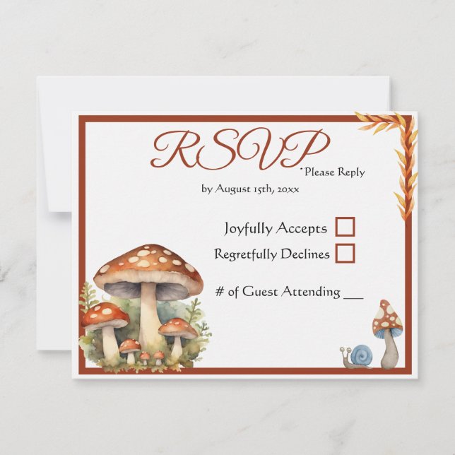 Woodland Mushroom Gender Neutral Baby Shower RSVP Card (Front)