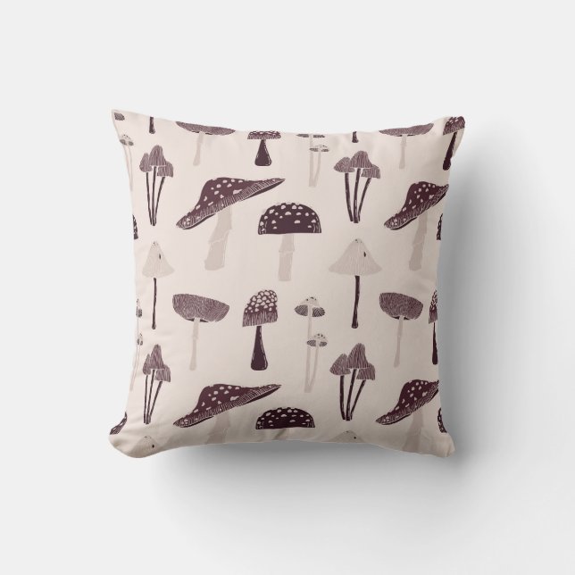 Woodland Mushroom Pattern Cushion (Front)