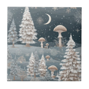 Woodland Mushroom Winter Forest Pattern Tile