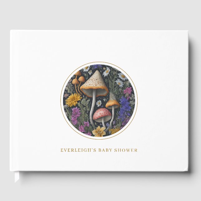 Woodland Mushrooms Baby Shower Guest Book (Front)
