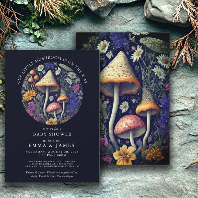 Woodland Mushrooms Enchanted Forest Baby Shower Invitation (Creator Uploaded)