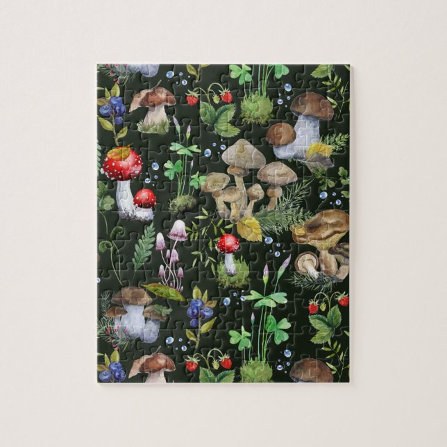 Woodland Mushrooms Green Plants Forest Berries Jigsaw Puzzle (Vertical)