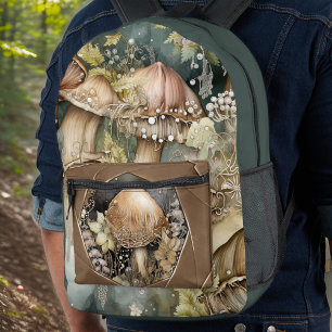 Woodland Mushrooms Through a Camera Lens Monogram Printed Backpack