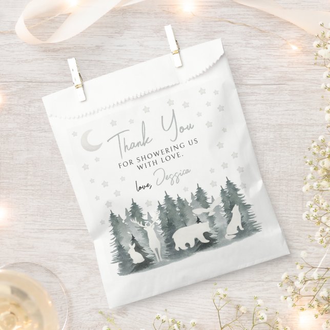 Woodland neural baby shower thank you favour bags (Clipped)