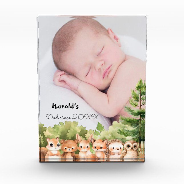 Woodland New Dad Baby Boy Son Photo Block (Front)