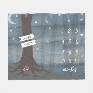 Woodland Night Baby Milestone Fleece Blanket