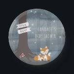 Woodland Night Fox Baby Shower Paper Plate<br><div class="desc">Baby Shower Plates featuring an illustration of a mama and baby fox snuggling under a tree in the forest at night surrounded by stars.</div>