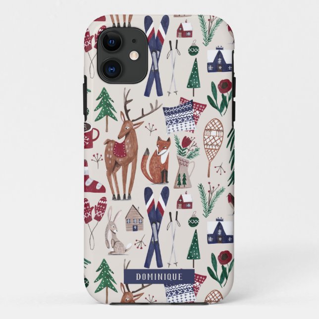 Woodland nordic apres-ski Christmas all-over print Case-Mate iPhone Case (Back)