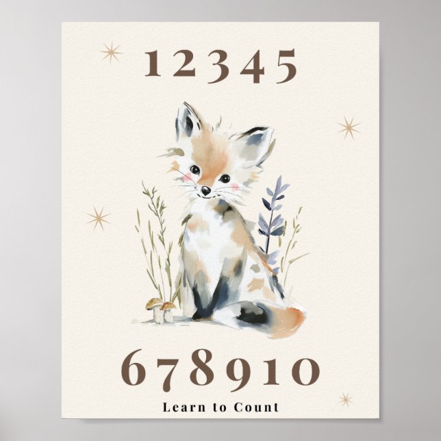 Woodland Number Nursery Print (Front)