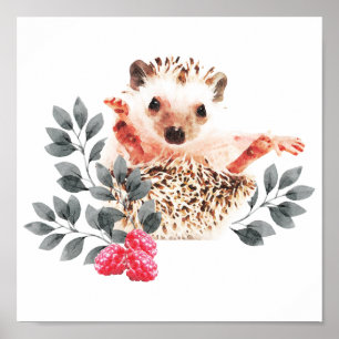 Woodland Nursery - Hedgehogs and wild berries Poster