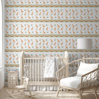 Woodland Nursery with Giraffes & Forest Animals  Wallpaper