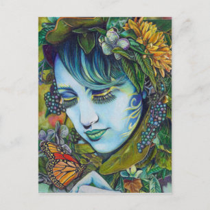 Woodland Nymph and Butterfly Friend Postcard