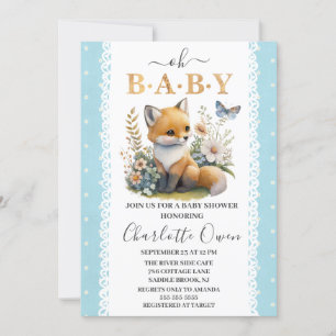 Woodland Oh Baby Fox Spring Boy Baby Shower Invitation