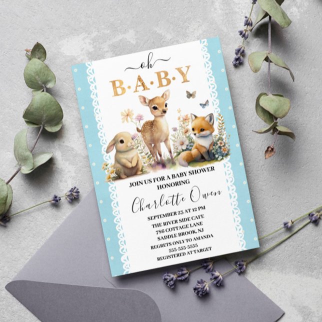 Woodland Oh Baby Spring Boy Baby Shower Invitation (Creator Uploaded)