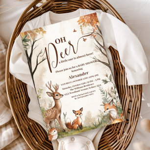Woodland Oh Deer Twins Baby Shower Invitation