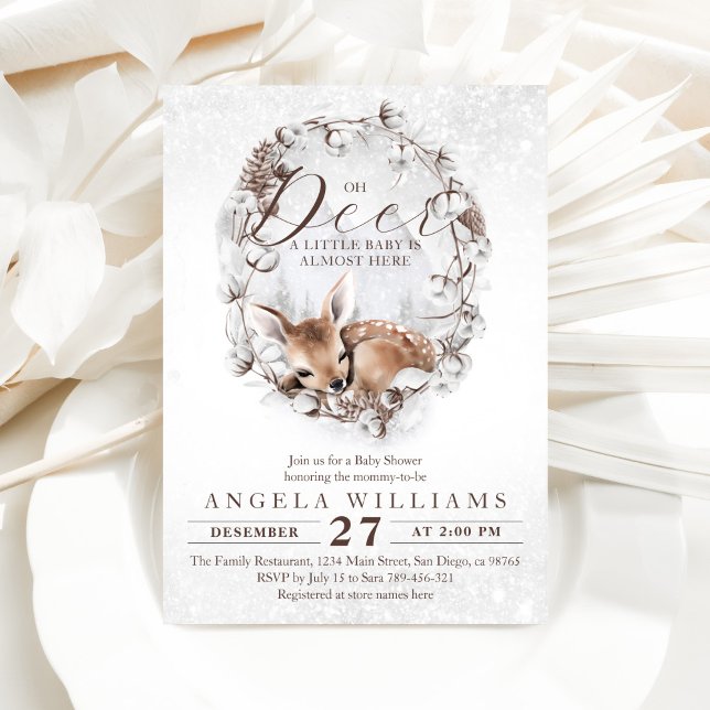 Woodland Oh Deer Winter Baby Shower Invitation (Creator Uploaded)