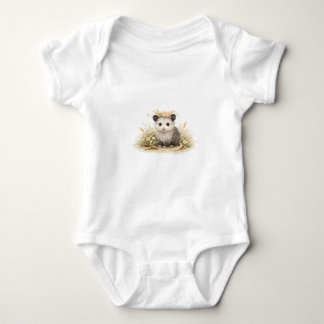 Woodland opossum baby bodysuit