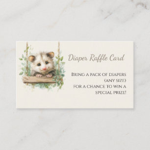 Woodland Opossum Baby Shower • Diaper Raffle Business Card