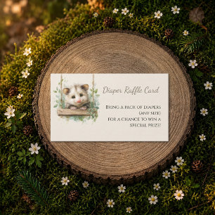Woodland Opossum Baby Shower • Diaper Raffle Business Card