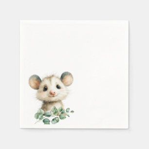 Woodland Opossum Baby Shower • Neutral Napkin