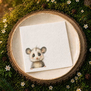 Woodland Opossum Baby Shower • Neutral Napkin