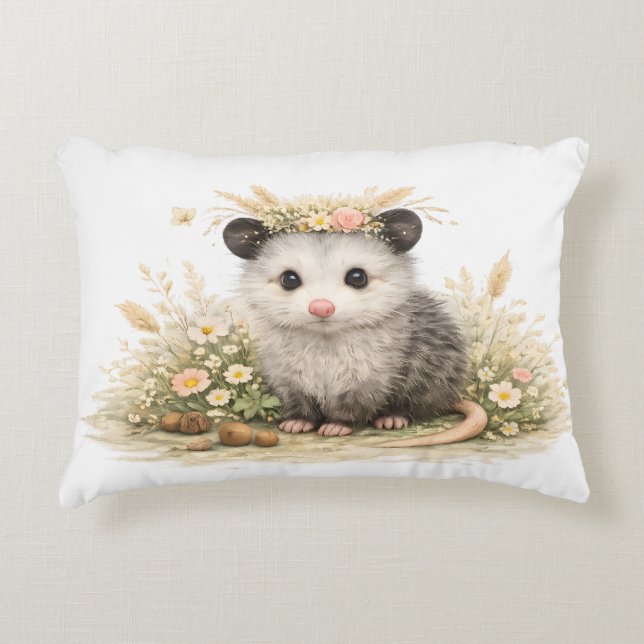 Woodland opossum decorative cushion (Front)