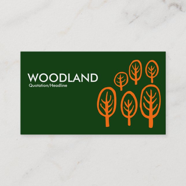 Woodland - Orange on Dark Green Business Card (Front)
