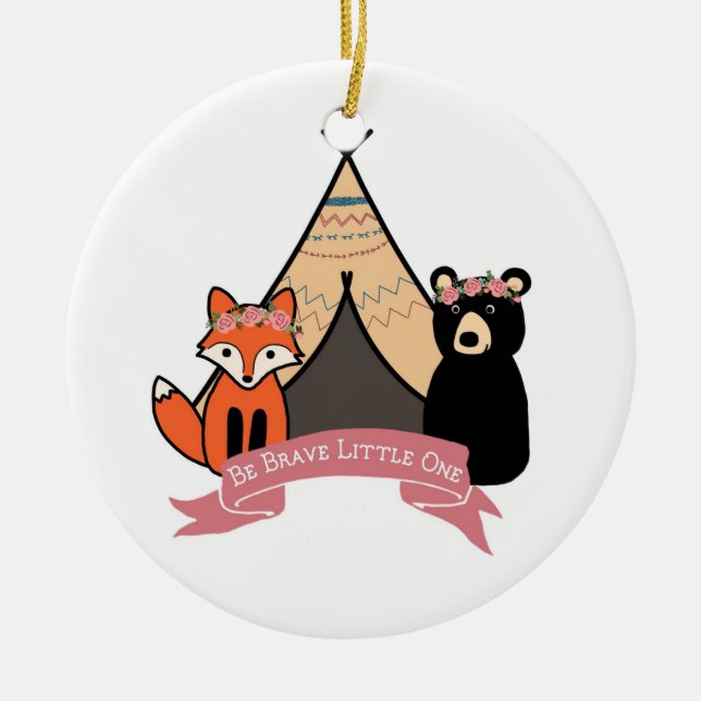 Woodland Ornament for Baby Girl (Front)