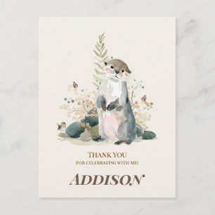 Woodland Otter Birthday Thank You Card