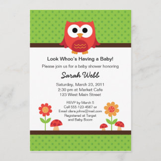 Woodland Owl Baby Shower Invitation