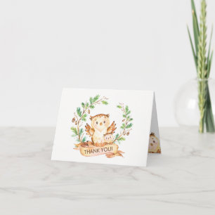 Woodland Owl Baby Shower Thank You Note Card