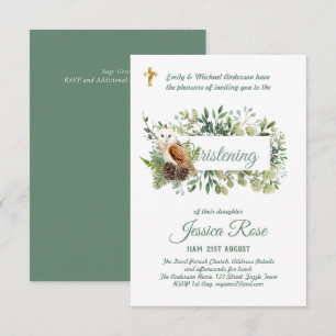 Woodland Owl Christening Invites Baptism