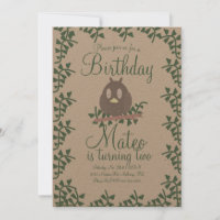 Woodland Owl Greenery Birthday Party Rustic