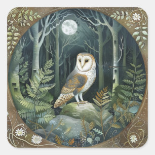 Woodland Owl  Square Sticker