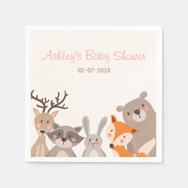 Woodland Paper Napkin Animals Forest Bear Fox (Front)