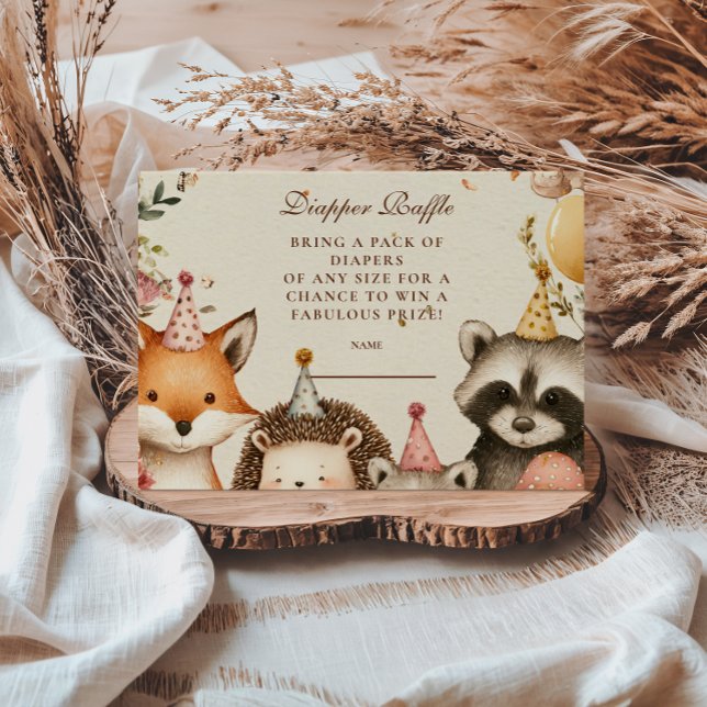 Woodland Party Animals Baby Shower Enclosure Card (Creator Uploaded)