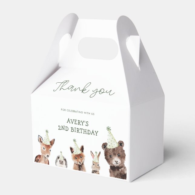 Woodland Party Animals Birthday Favour Box (Front Side)