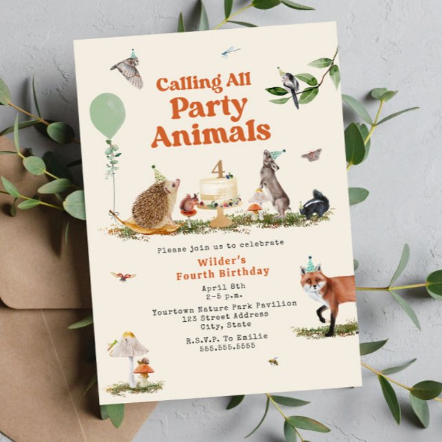Woodland Party Animals Birthday Party Invitation (Creator Uploaded)