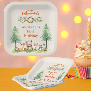 Woodland Party Animals Birthday Party Paper Plate