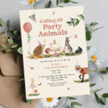 Woodland Party Animals Pink Birthday Party Invitation<br><div class="desc">Party animal birthday theme featuring illustrations of woodland animals including owl,  hedgehog,  squirrel,  rabbit,  skunk,  fox,  and bird wearing party hats.  Cake decorated with flowers at centre.  Personalise the number on the cake.  Also features butterflies,  pink balloon and mushroom illustrations.</div>