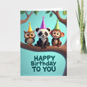 Woodland Party Birthday Card