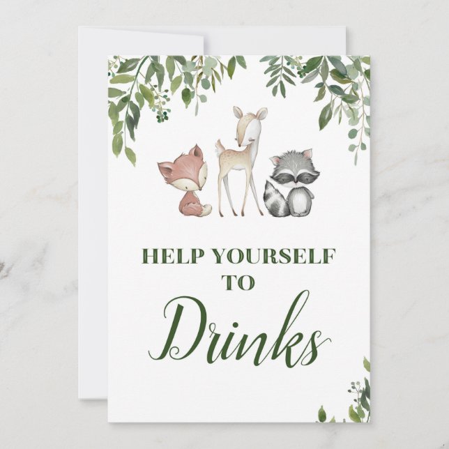 Woodland Party Sign - Drink station sign 5x7 Invitation (Front)