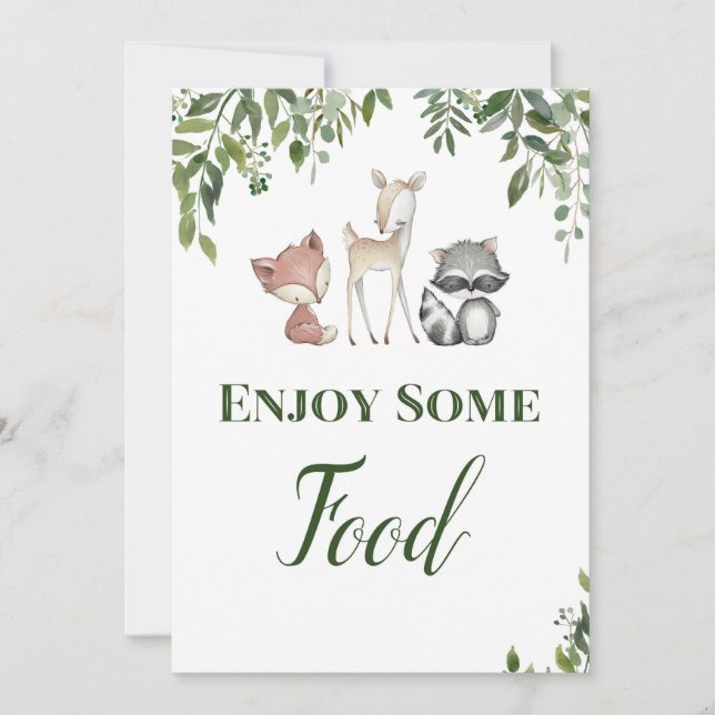 Woodland Party Sign - enjoy some food sign 5x7 Invitation (Front)