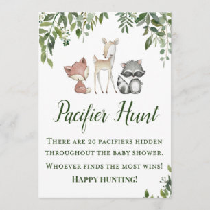 Woodland Party Sign - Pacifier Hunt Game Sign 5x7 Invitation