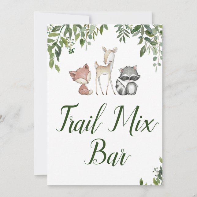 Woodland Party Sign - Trail Mix Bar sign 5x7 Invitation (Front)